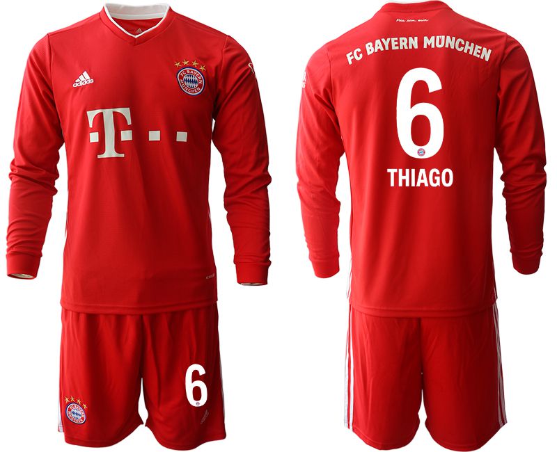 Men 2020-2021 club Bayern Munich home long sleeves #6 red Soccer Jerseys->bayern munich jersey->Soccer Club Jersey